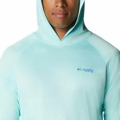 Columbia Sportswear Men's Columbia PFG Terminal Tackle Heather Hoodie -Chubbies Store COLUMBIA MENS M LS TERM TACK HTHR HOOD 1831551 498GLFST GULF STREAM HEATHER closeup 92243.1677017817
