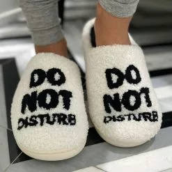 Women's Living Royal Do Not Disturb Slippers -Chubbies Store LIVING ROYAL DO NOT DISTURB SLIPPER SLIP115 WHITE LIFESTYLE 46099.1679600134