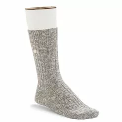 Women's Birkenstock Cotton Slub Sock - Gray/White -Chubbies Store birkenstock cotton slub sock 1008032 GRYWHITE front 78241.1659729362