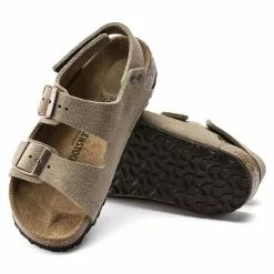 Kids' Birkenstock Milano Hook & Loop Suede Leather Sandal - Taupe 7 Kids' Birkenstock Milano Hook & Loop Suede Leather Sandal - Taupe -Chubbies Store kids birkenstock milano hook loop suede sandal 1021723 taupe bottom 86338.1655995406
