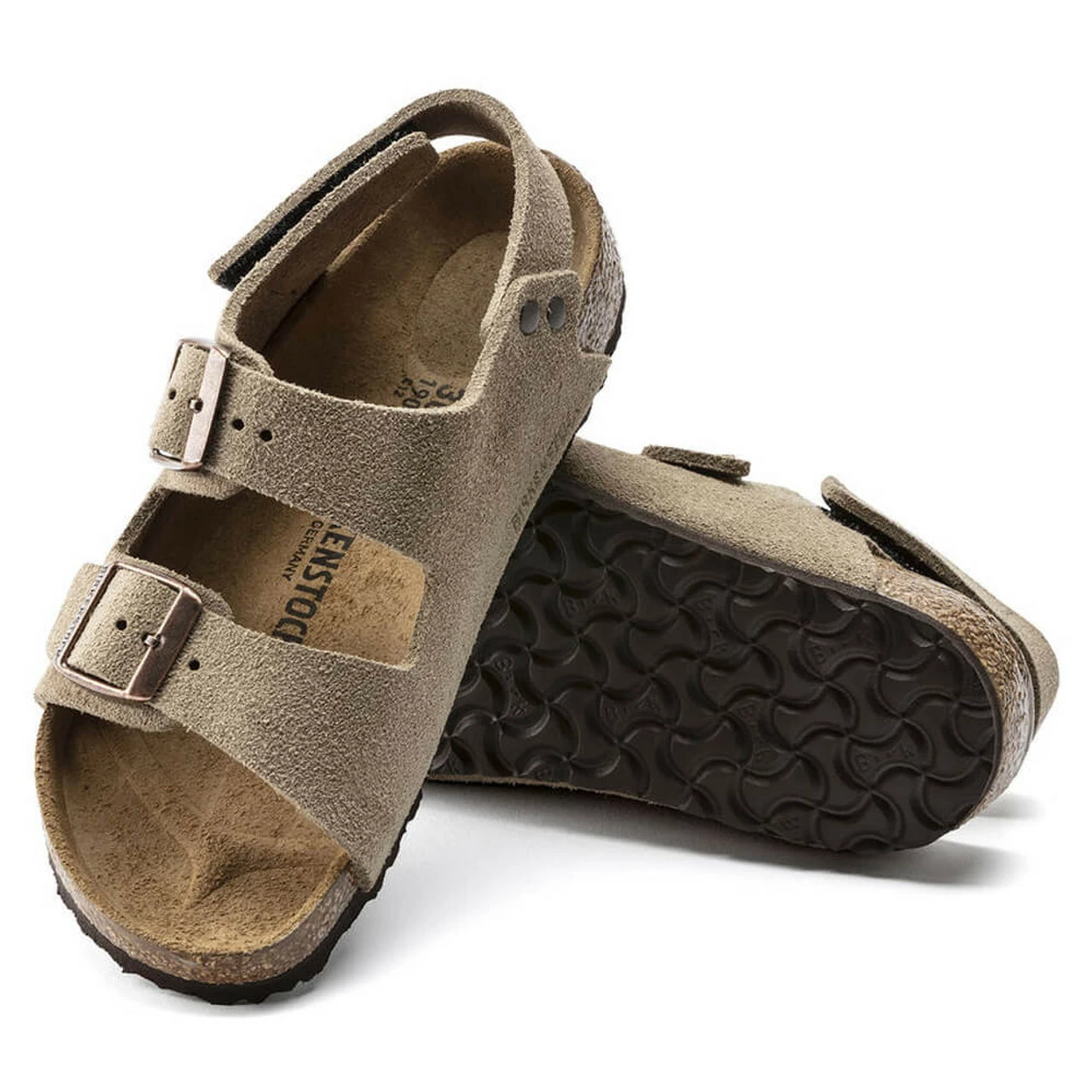 Kids' Birkenstock Milano Hook & Loop Suede Leather Sandal - Taupe 4 Kids' Birkenstock Milano Hook & Loop Suede Leather Sandal - Taupe - Image 2