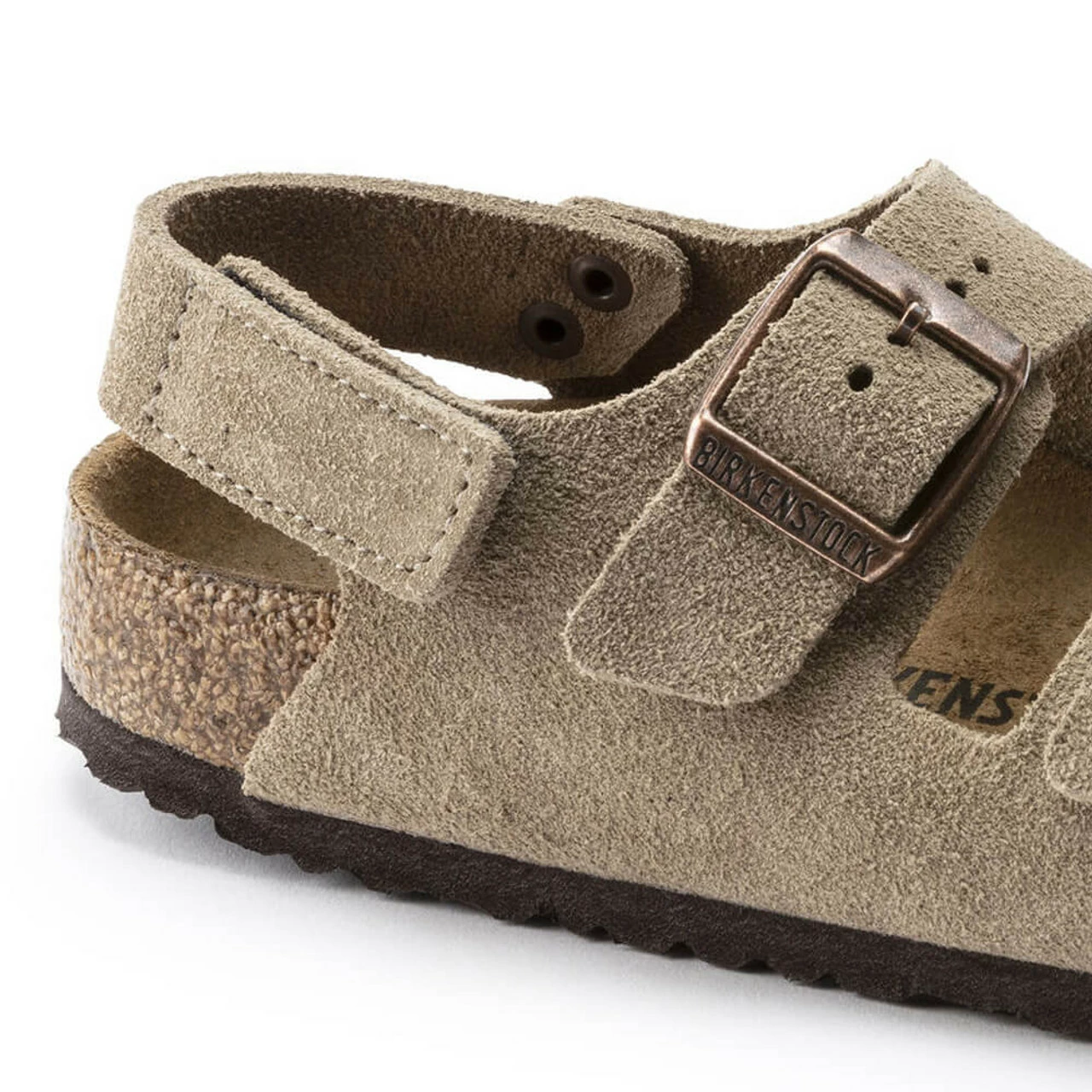 Kids' Birkenstock Milano Hook & Loop Suede Leather Sandal - Taupe 6 Kids' Birkenstock Milano Hook & Loop Suede Leather Sandal - Taupe - Image 4