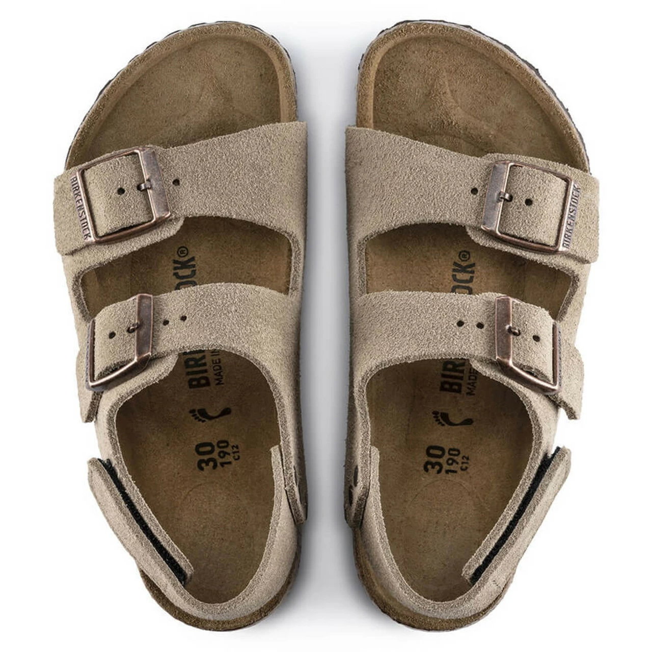 Kids' Birkenstock Milano Hook & Loop Suede Leather Sandal - Taupe 5 Kids' Birkenstock Milano Hook & Loop Suede Leather Sandal - Taupe - Image 3
