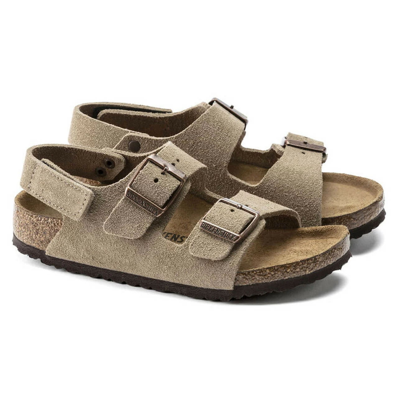 Kids' Birkenstock Milano Hook & Loop Suede Leather Sandal - Taupe 3 Kids' Birkenstock Milano Hook & Loop Suede Leather Sandal - Taupe