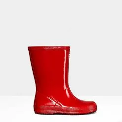 Hunter Boots Little Kids' Hunter Original First Classic Gloss Rain Boots -Chubbies Store kids hunter original classic gloss rain boots KFT5003RGL military red side 36137.1622753473