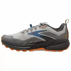 Men's Brooks Cascadia 16 -Chubbies Store mens brooks cascadia 16 sneaker 1103761D 038 oyster grey orange side 2 74510.1673389239