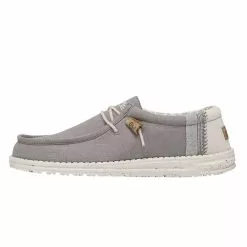 Men's Hey Dude Wally Linen Cork Slip On Shoe -Chubbies Store mens hey dude wally linen cork shoe natural grey 110793297 side 98155.1652300329