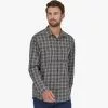 Men's Patagonia Pima Cotton Long Sleeve Button Up Shirt -Chubbies Store mens patagonia pima cotton shirt 53838 ffog fractures forge grey lifestyle front 71591.1669841625