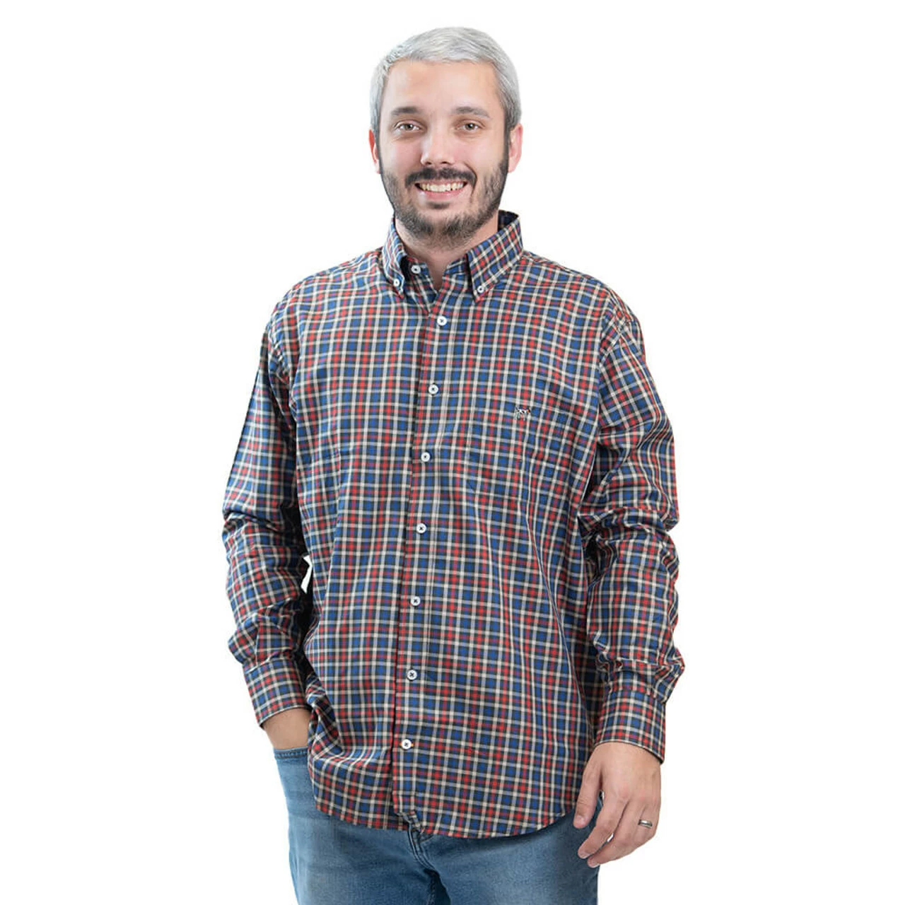 Southern Point PROMO Men's Southern Point Co. Hadley Button Down Shirt - Red Blue Brown Plaid 3 Southern Point PROMO Men's Southern Point Co. Hadley Button Down Shirt - Red Blue Brown Plaid