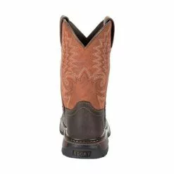 Boys' Rocky Ride Flex Western Boot -Chubbies Store rocky boys original ride flx RKW0257C DKBROWN back 72483.1662065439