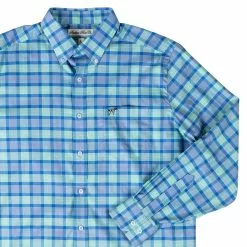 SOUTHERN POINT CO. Men's Southern Point Hadley Stretch Button Down - Topsail Plaid -Chubbies Store southern point mens m hadley stretch button down hs 43 topsail topsail plaid alt 77555.1685026453