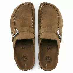 Women's Birkenstock Buckley Suede Leather Clog - Tea -Chubbies Store womens birkenstock buckley clog 1017828 tea top 77278.1623773800