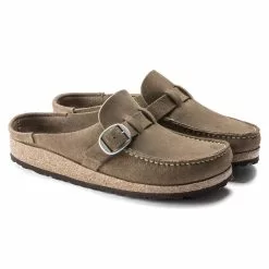 Women's Birkenstock Buckley Suede Leather Clog - Gray Taupe