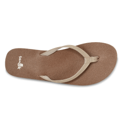 Women's Sanuk Yoga Joy Shimmer Flip-Flops -Chubbies Store womens sanuk yoga joy shimmer metallic 1116180 champagne top 00519.1616595224