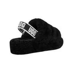 Women's UGG™ Fluff Yeah Slide Slipper -Chubbies Store womens ugg fluff yeah slide 1095119 BLK black back 29481.1630943497